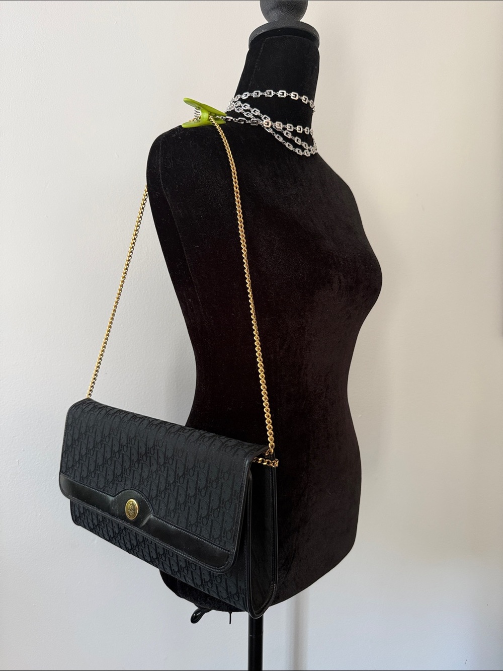 Dior Black Monogram Tote with Gold Plaque - Picture 12 of 13